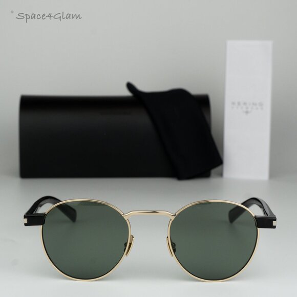 BRAND NEW Saint Laurent SL707 002 Gold Havana Green Oval Unisex Sunglasses - Picture 3 of 10